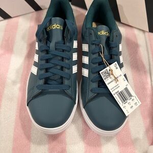 Adidas Dark Teal and White Athletic Shoes